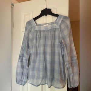 LC Lauren Conrad Blue Plaid Blouse